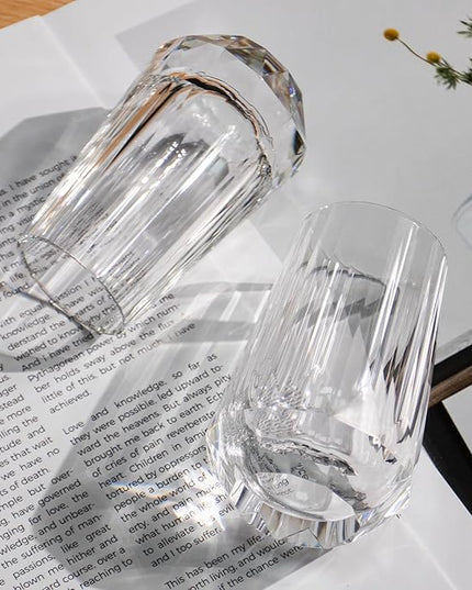 KAMMAK Crystal Whiskey Glasses Set of 2, Handcrafted Shot Glasses Stemless, 3.38oz Hand Blown White Cocktail Glasses, Engagement Gifts for Couples, Women, Men