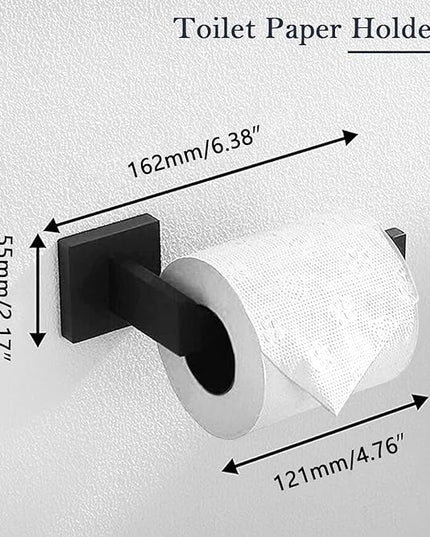 Bathroom Accessories Towel Bar Set: 10 Pieces Matte Black Bathroom Hardware Square SUS304 Stainless Steel - Wall Mounted Towel Rack&Toilet Paper Holder&Towel Ring and Towel Hook