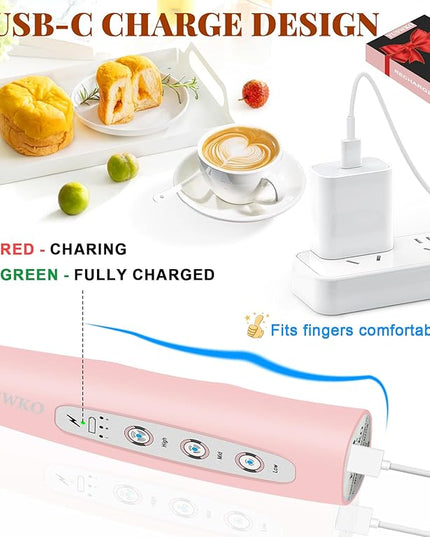 YUSWKO Milk Frother Handheld for Coffee, Rechargeable Drink Mixer with 3 Heads 3 Speeds Electric Coffee Frother Whisk, Gift for Many Occasions and Festival