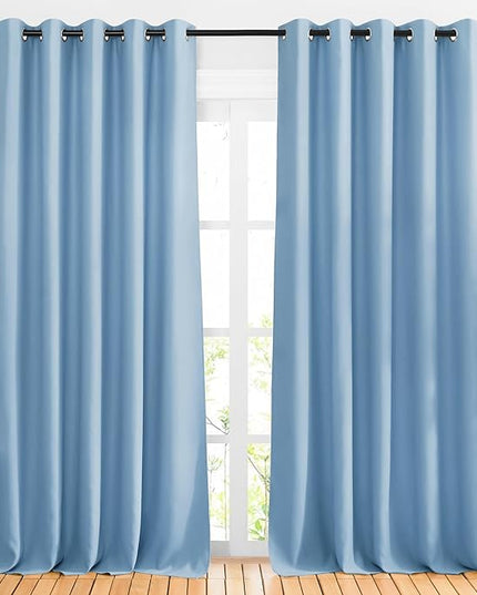 NICETOWN Room Darkening Blue Curtains 102 inches Long 2 Panels, Grommet Thermal Curtains Light & Sound Reducing Window Treatments for Living Room/Bedroom, W66 x L102