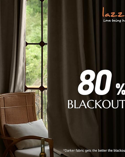 Lazzzy Blackout Curtains Thermal Insulated Curtains Room Window Drapes Super Soft Luxury Curtains for Living Room Bedroom Rod Pocket 2 Panels, 96 Inch Lined | Beige