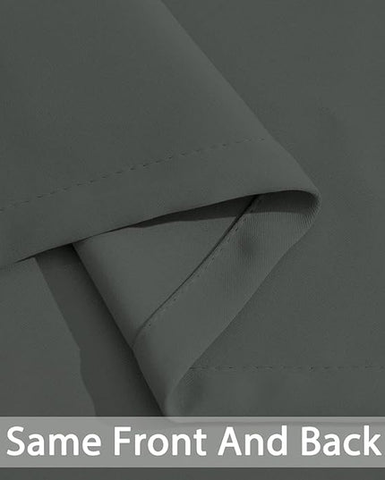 Yakamok Thermal Insulated Solid Grommet Light Blocking Blackout Curtains for Living Room, Room Darkening Blackout Drapes for Bedroom(Dark Grey, 38Wx90L, 2 Panels)