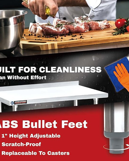 DuraSteel NSF Commercial Kitchen Table - 24 x 30 Inch Cooking Prep Stainless Steel Kitchen Island Workstation w/ Adjustable Under Shelf - Heavy Metal Backsplash Workbench For Restaurant, Home, Garage