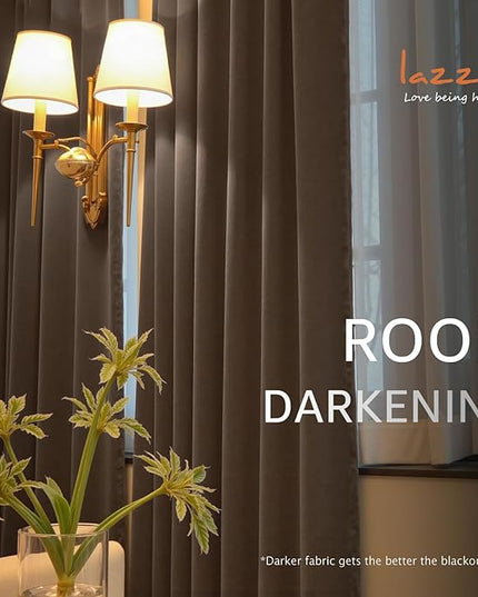 Lazzzy Velvet Blackout Curtains Thermal Insulated Room Window Drapes Super Soft Luxury Curtains for Living Room Bedroom Rod Pocket 2 Panels, Truffle, 52" W x 72" L