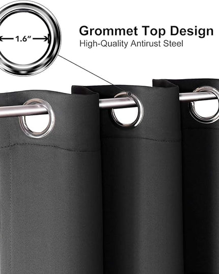 ChrisDowa Grommet Blackout Curtains for Bedroom and Living Room - 2 Panels Set Thermal Insulated Room Darkening Curtains (Dark Grey, 42 x 63 Inch)