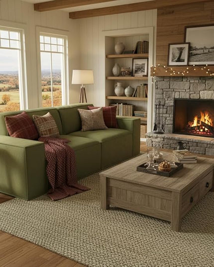 Cloud Couch Sectional, Comfort Chenille Boneless Couch for Living Room, Memory Foam Deep Seat Modular Sectional Sofa Compression Floor Sofa, No Assembly Required