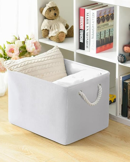 TheWarmHome Organization and Storage Basket for Shelves - Extra Jumbo 3 Pack 20.5x15.8x13.8 inch Cube Storage Bins for Toy Closet Box Home Organizer Gift (White)