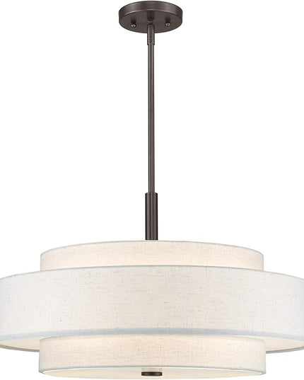 Livex Lighting Fabric Shade 52138-92 Meridian 5 Light English Bronze Pendant