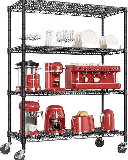 IZEUK Garage Shelving Wide Storage Shelves 4 Tier Metal Shelves 3200 LBS Heavy Duty Adjustable Utility Shelf Rack Black 23.6" D x 53.1" W x 73.6" H