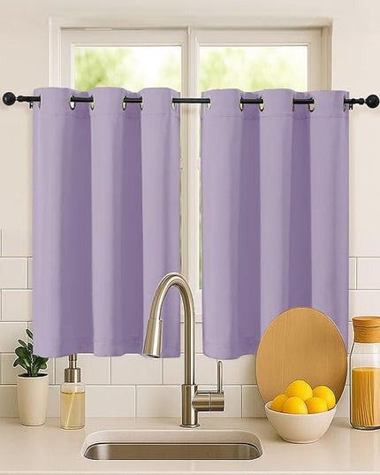 Simplebrand Lilac Short Cafe Curtains 36 Inch Length 2 Panels Set, Half Window Grommet Privacy Drape Tiers for Kitchen, Thermal Insulated Room Darkening Curtains for Bathroom Shades, W40 x L36
