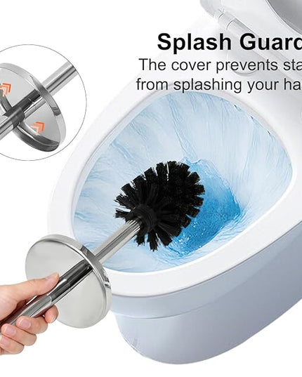 Toilet Brush and Holder Set - Stainless Steel Toilet Bowl Brush and Holder (Silvery)