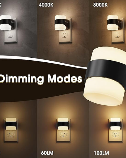 Night Light, Night Lights Plug into Wall, LED Nightlight for Kids & Adults, 3CCT Adjustable 3000K/4000K/5000K Color, Dusk to Dawn Sensor, 3 Brightness Levels, 2 Pack