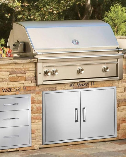 yuxiangBBQ Outdoor Kitchen Drawers Stainless Steel 3-Drawer BBQ Drawer 14" W x 20.5" H x 23" D Enclosed Built-in Drawer Flush Mount for Outdoor Kitchens & BBQ Islands