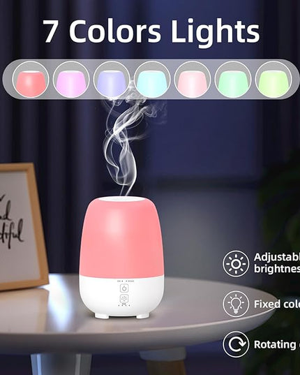 150ML Rechargeable Battery Operated Essential Oil Diffuser,7-Hour Runtime with 7 LED Color Changing Lights Portable Cordless Aromatherapy Diffuser