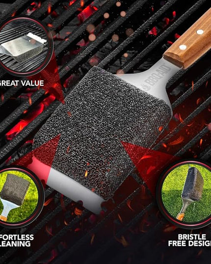 BBQ-AID 2-Pack Bristle Free Grill Brush Replacement Heads, Grill Cleaning Bristle Free Brush - for 2025 Model Brush and Scraper. Stainless Steel Poly Mesh Blend - No Scratch Cleaning for Any Grill