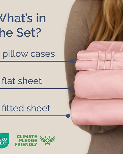 King Size 4 Piece Sheet Set - Comfy Breathable & Cooling Bed Sheets Set - Hotel Luxury Bedding for Women, Men, Kids, Teens, Boys & Girls - Deep Pockets, Ultra-Soft, Wrinkle Free - Oeko-Tex - Baby Pink