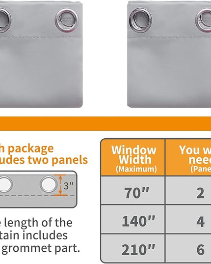 YoungsTex 72 Inch Length Blackout Curtains for Living Room - Light Grey Thermal Insulated Drapes with Grommet for Bedroom Dining Room Darkening, 2 Panels, 52 x 72 Inch