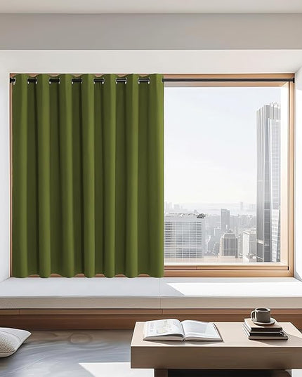 NICETOWN Blackout Curtains 72 inches Long, Grommet Privacy Window Treatment Thermal Insulated Room Darkening Sliding Glass Door Drape for Bedroom Living Room, 1 Panel, W100 x L72, Olive Green
