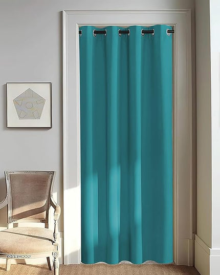 NICETOWN Door Curtain for Closet Doors 80 Inches Long 1 Panel, Blackout Doorway Curtain for Open Closet Bedroom, Room Divider Living Room for Privacy (Peacock Teal, 1 Panel, 46W x 80L)