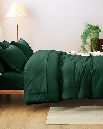 CozyLux Full Comforter Set Emerald Green, 7 Pieces Bed in a Bag Bedding Comforter Set with Sheets, All Season Boho 7PC Bed Sets with Comforter, Fitted Sheets, Flat Sheets, Pillow Shams and Pillowcases