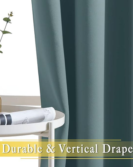 NICETOWN Blackout Curtain for Sliding Door, Patio Door Curtains, Grommet Thermal Insulated Room Divider Curtain Drape for Living Room/Bedroom (Greyish Blue, W80 x L84, 1 Panel)