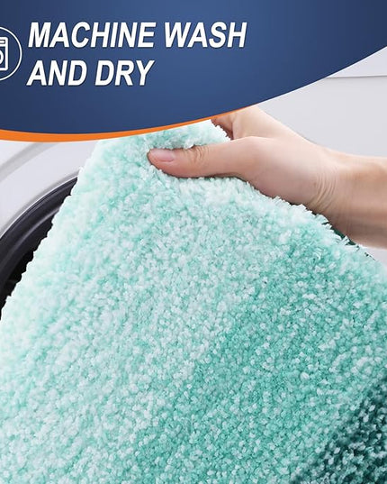 OLANLY Bathroom Rug Set 2 Piece, Soft Absorbent Microfiber Bath Rug Set, Non-Slip, Machine Wash Dry, Plush Shaggy Bath Mats for Bathroom (47"x20"+24"x16", Blackish Green)