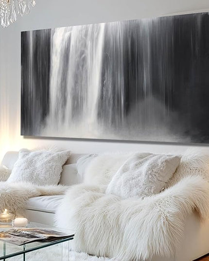 Black Wall Art White Wall Decor Waterfall Wall Pictures Abstract Wall Art Room Decor Canvas Poster Photos for Bedroom Living Room 24"x48"