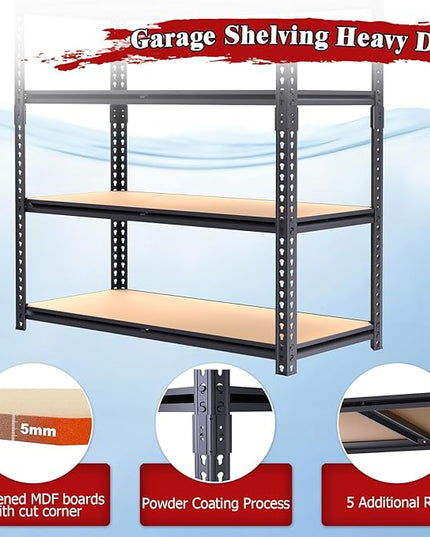72" H Storage Shelves,Storage Shelves Heavy Duty,2400LBS Metal Shelving Units,Adjustable Garage Shelving Heavy Duty for Garage Storage,Warehouse,16"x35.5"x72",2 Pack