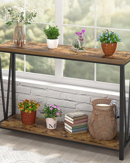 EXCEFUR Entryway Table, Narrow Sofa Console Tables Behind Couch, Modern Entry Table for Hallway Entrance Living Room, Rustic Brown