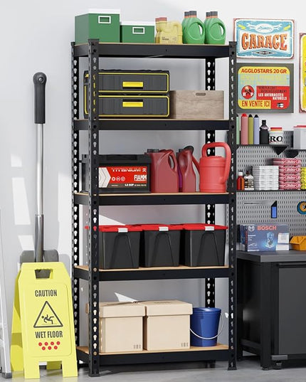 1930LBS Heavy Duty Garage Shelving Unit, 5-Tier Storage Shelves with Reinforced Steel Frame & 4mm MDF Boards, Adjustable Garage Storage for Workshop