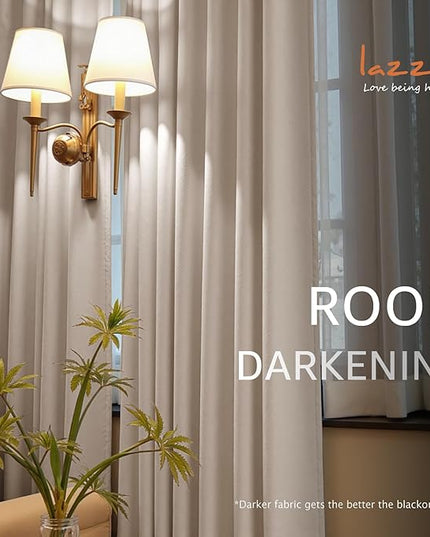 Lazzzy Velvet Blackout Curtains Thermal Insulated Room Window Drapes Super Soft Luxury Curtains for Living Room Bedroom Rod Pocket 2 Panels, Oatmeal, 52" W x 72" L