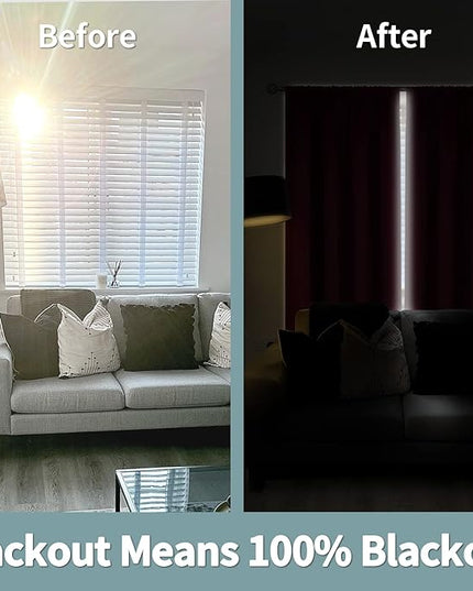 BGment Christmas Red Blackout Curtains for Bedroom 63 Inch Length, Rod Pocket 100% Blackout Curtains with Thermal Liner Decorate Curtains for Living Room, Each Drapes 2 Panels, 42 x 63 Inch