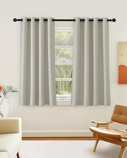 NICETOWN Room Darkening Short Curtain 54 inches Long for Living Room, Grommet Sound Reducing Thermal Insulated Curtains for Bedroom Nursery Window, 46W x 54L, 1 Piece, Natural