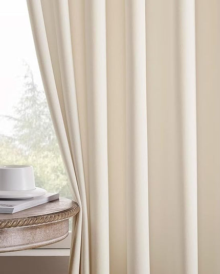 Joydeco Velvet Curtains White Blackout Curtains Thermal Insulated 72 inches Long Window Curtains Super Soft Room Darkening Drapes for Bedroom Living Room Elegant Rod Pocket 2 Panels Cream White