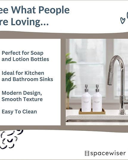 Countertop and Vanity Tray – Small 7.7" Silicone Soap Dispenser Trays, Flexible Bathroom Trays, Dish Soap Holder Kitchen Counter Caddy, Organizer Sink Tray for Soaps Bottles, Sponge, Keys