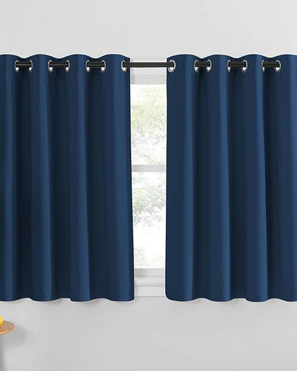 NICETOWN Moroccan Blue Blackout Curtain for Living Room - Solid Thermal Insulated Grommet Blackout Panel/Drape for Bedroom Kitchen Window (1 Panel, 52 inches Wide by 54 inches Long)