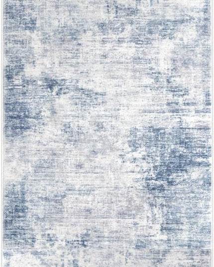 IOHOUZE Abstract Runner Rug 2x8 Ft Washable Runners for Hallways, Non Slip Kitchen Runner Printed Faux Wool Entryway Runner Indoor, Modern Floor Carpet for Hall Kitchen Bedroom, Light Blue White