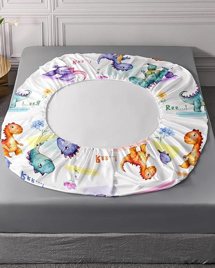 AILONEN Kids Cartoon Dinosaur Fitted Sheet Set for Boys,Girls,Colorful Dinos Bedding Set, Twin XL Size, Lovely Dinosaur Bed Sheet Set,3-Piece 1 Sheet Set + 2 Pillowcases