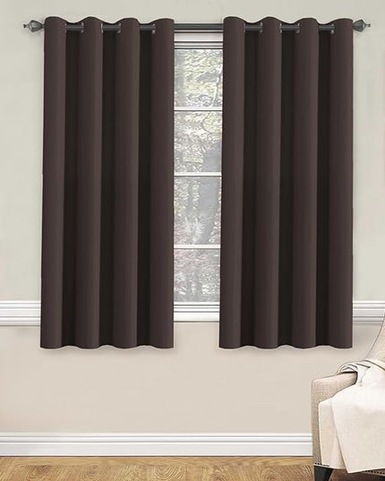 H.VERSAILTEX Blackout Thermal Insulated Curtains for Bedroom/Living Room, 52" Wide x 63" Long Each Panel,Grommet Top (Set of 2 Panels, Chocolate Brown)