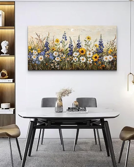 ERQINHUA Wall Art For Living Room Large Canvas Wall Decor For Dining room Farmhouse Bedroom Office Decor Boho Paintings Flowers Watercolour Wall Pictures Artwork Home Decorations Mural 24"X48"