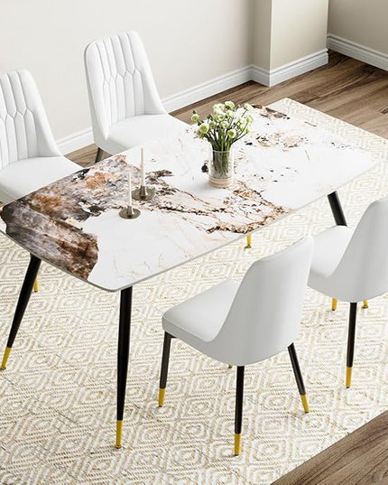 Dining Room Table Set for 4,Dining Table Set for 4, Sintered Stone Kitchen Table Top and Modern Chairs Set of 4 for Kitchen Dining Room