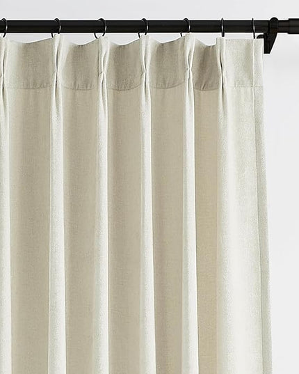 Vision Home Ivory Beige Pinch Pleated Light Filtering Curtains Velvet Chenille Window Curtain Panels 90 inch for Living Room Bedroom Semi-Blackout Pinch Pleat Drapes with Hooks 36" Wx90Lx2,Pearl