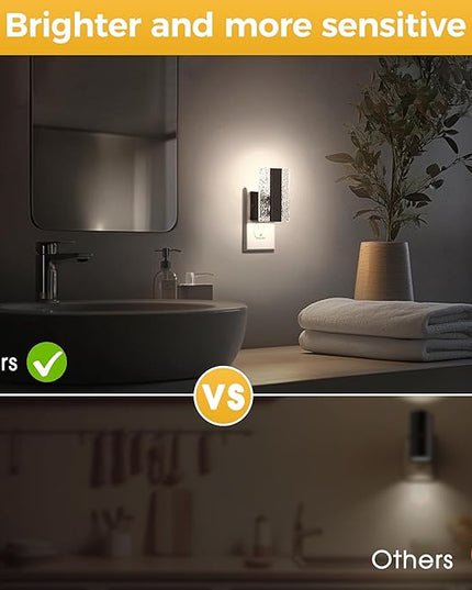 L LOHAS LED Night Lights Plug Into Wall, 2 Pack Night Light with Dusk-to-Dawn Sensor, Dimmable Decorative LED Nightlights, 0-100LM 5000K Adjustable Brightness for Bathroom, Hallway, Bedroom,Stairway