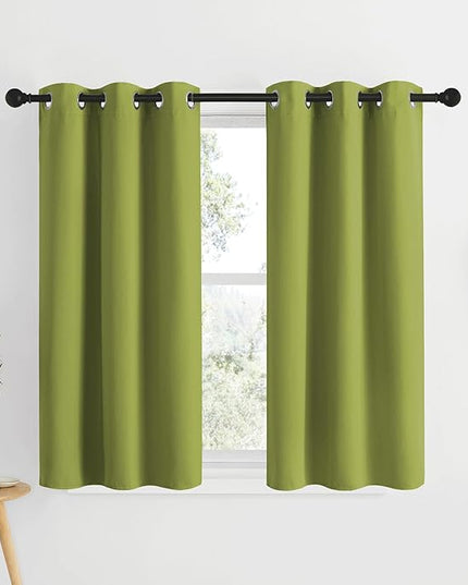 NICETOWN Room Darkening Kitchen Curtains - Window Treatment Thermal Insulated Grommet Light Blocking Curtains & Drapes for Bedroom/Cafe (Fresh Green, 2 Panels, 34 by 50)
