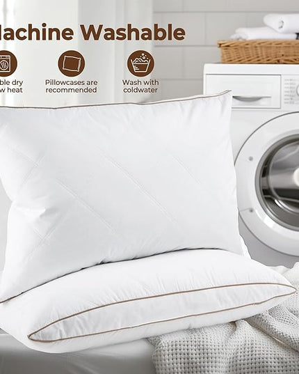 WOLKI Goose Down Feather Pillows, Pillows King Size Set of 2, 100% Soft Cotton Cover Bed Pillows, Hotel Pillow for Back, Stomach or Side Sleepers