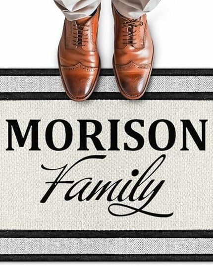 My Sign Center Door Mat, Personalized Doormat, Custom Family Mat for Front Door, Indoor/Outdoor, Housewarming Gift, Heavy Duty Slip Resistant Backing 18x30 Inches, Polyester Top Made in USA