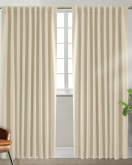 BGment Blackout Curtains for Bedroom - 84 Inch Rod Pocket and Back Tab Thermal Insulated Room Darkening Curtains for Living Room, 2 Curtain Panels (70 x 84 Inch, Beige)