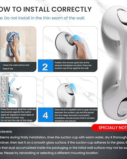 2 Pack 12 Inch Grab Bars for Bathtubs and Showers for Seniors, Heavy Duty Shower Handle for Elderly