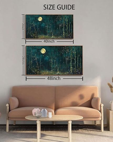 ILLBDR Framed Large Wall Art Moon Nature Landscape Wall art Forest Decor Rustic Farmhouse Print Artworf for Bedroom Living Room Office 24"x48"