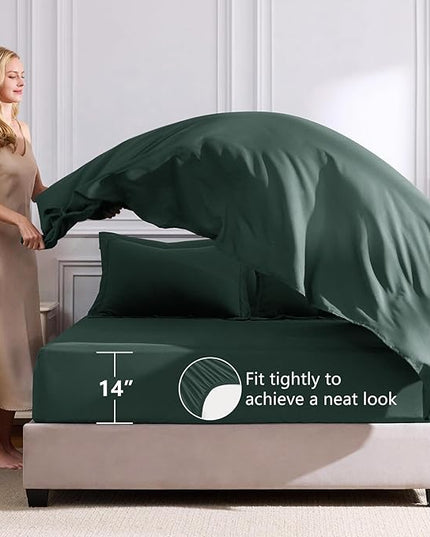 CozyLux Full Size Comforter Sets Forest Green - 7 Pieces Bed in a Bag Full, Luxury Soft Bed Set for All Seasons, Bedding Set with Down Alternative Comforter, Sheets, Pillowcases & Shams